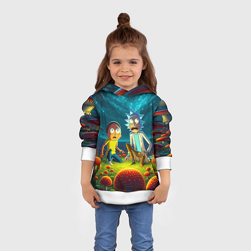Детская толстовка Rick and Morty on the fly agaric planet / 3D-Белый – фото 4