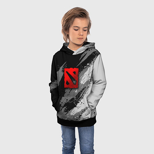Детская толстовка Dota 2 - монохромный серый / 3D-Черный – фото 3