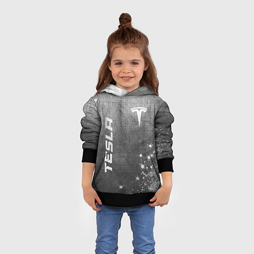 Детская толстовка Tesla - grey gradient вертикально / 3D-Черный – фото 4