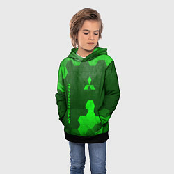 Толстовка-худи детская Mitsubishi - green gradient вертикально, цвет: 3D-черный — фото 2