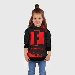 Толстовка-худи детская Fortnite - red gradient, цвет: 3D-черный — фото 2