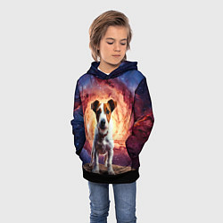 Толстовка-худи детская Фокстерьер в космосе, цвет: 3D-черный — фото 2