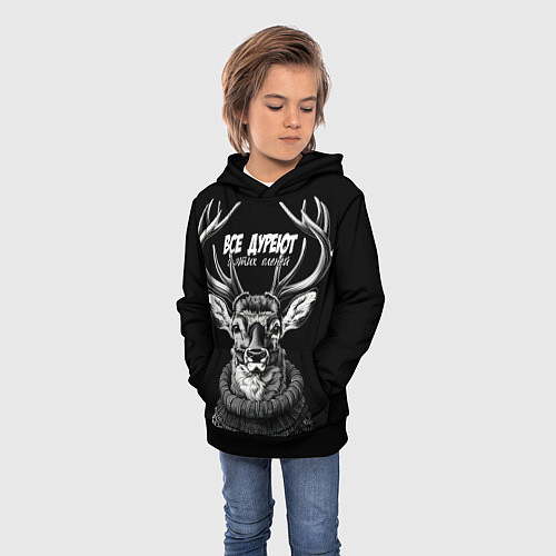 Детская толстовка Все дуреют с этих оленей / 3D-Черный – фото 3