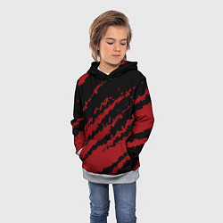 Толстовка-худи детская The color is red and black, цвет: 3D-меланж — фото 2