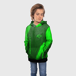 Толстовка-худи детская Chevrolet - green gradient вертикально, цвет: 3D-черный — фото 2
