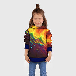Толстовка-худи детская Абстрактные волны с огнем, цвет: 3D-синий — фото 2