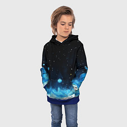 Толстовка-худи детская Синяя светящееся краска, цвет: 3D-синий — фото 2