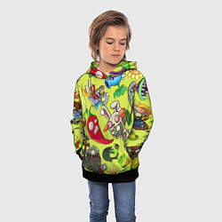 Толстовка-худи детская Растения против зомби с героями, цвет: 3D-черный — фото 2