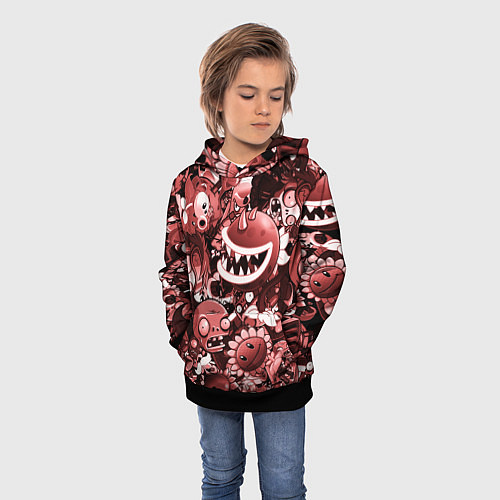 Детская толстовка Растения против зомби в красном цвете / 3D-Черный – фото 3