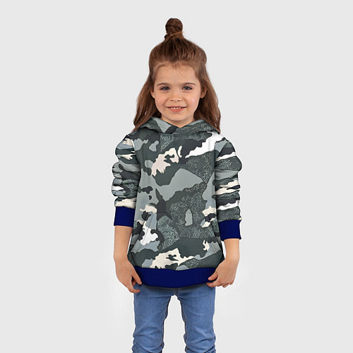 Детская толстовка Темно зеленый камуфляж / 3D-Синий – фото 4