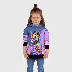 Толстовка-худи детская Cool tiger cub - pop art, цвет: 3D-черный — фото 2