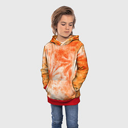 Толстовка-худи детская Оранжевый тай-дай пятна, цвет: 3D-красный — фото 2