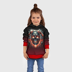 Толстовка-худи детская Metallica - fire skull, цвет: 3D-красный — фото 2