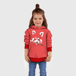 Толстовка-худи детская Красная панда с кисточкой в зубах, цвет: 3D-красный — фото 2