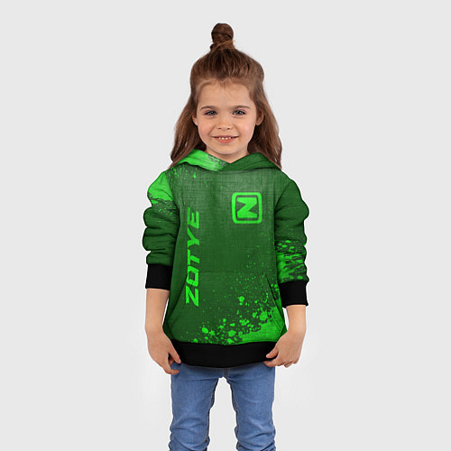 Детская толстовка Zotye - green gradient вертикально / 3D-Черный – фото 4