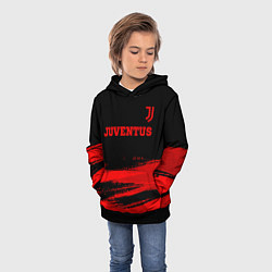 Толстовка-худи детская Juventus - red gradient посередине, цвет: 3D-черный — фото 2