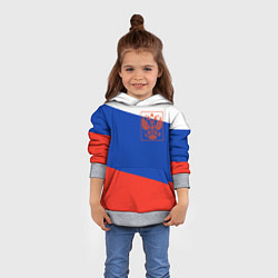 Толстовка-худи детская Россия флаг с гербом, цвет: 3D-меланж — фото 2