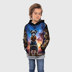 Толстовка-худи детская Ризеншнауцер в космосе, цвет: 3D-меланж — фото 2