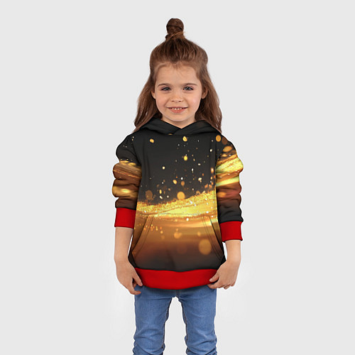 Детская толстовка Золотые блестки на черном фоне / 3D-Красный – фото 4