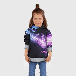 Толстовка-худи детская Фиолетово-синяя абстрактная волна, цвет: 3D-меланж — фото 2