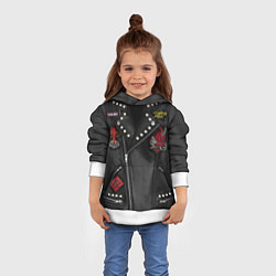 Толстовка-худи детская Косуха с нашивкой самурая киберпанк, цвет: 3D-белый — фото 2