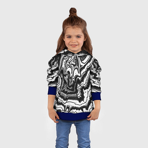 Детская толстовка Закрученные волны - чб абстракция / 3D-Синий – фото 4