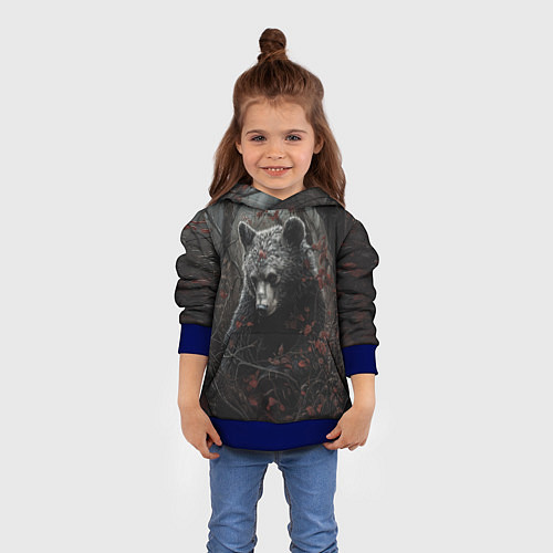 Детская толстовка Бурый мишка в дремучем лесу / 3D-Синий – фото 4