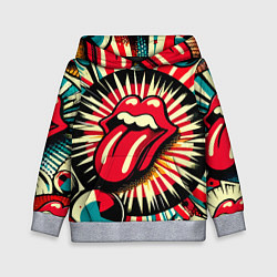 Толстовка-худи детская Logo of the Rolling Stones - pop art, цвет: 3D-меланж