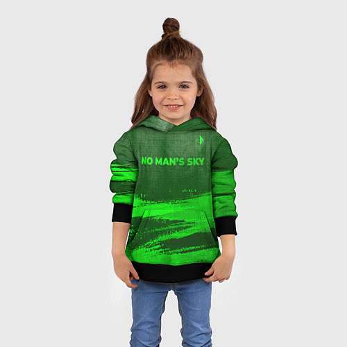 Детская толстовка No Mans Sky - green gradient посередине / 3D-Черный – фото 4
