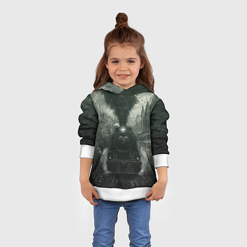 Детская толстовка Ретро иллюстрация паровоза / 3D-Белый – фото 4