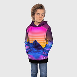 Толстовка-худи детская Неоновый закат, цвет: 3D-черный — фото 2