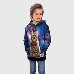 Толстовка-худи детская Сибирская кошка в космосе, цвет: 3D-черный — фото 2