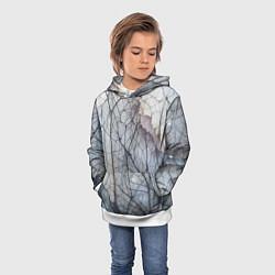 Толстовка-худи детская Прожилки листьев, цвет: 3D-белый — фото 2