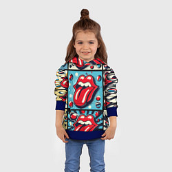 Толстовка-худи детская Rolling Stones logo - pop art, цвет: 3D-синий — фото 2