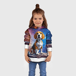 Толстовка-худи детская Бигль в космосе, цвет: 3D-белый — фото 2