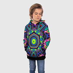 Толстовка-худи детская Оптический узор неоновые краски, цвет: 3D-черный — фото 2
