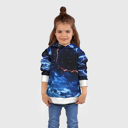 Детская толстовка Звезды и молнии в разломе плит / 3D-Белый – фото 4