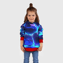 Толстовка-худи детская Объемные плиты в неоновом свечение, цвет: 3D-красный — фото 2