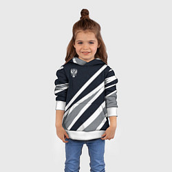 Толстовка-худи детская Герб России тёмно-синий с белым, цвет: 3D-белый — фото 2