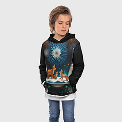 Толстовка-худи детская Семья из трех лисиц, цвет: 3D-белый — фото 2