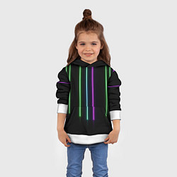 Толстовка-худи детская Neon stripes, цвет: 3D-белый — фото 2