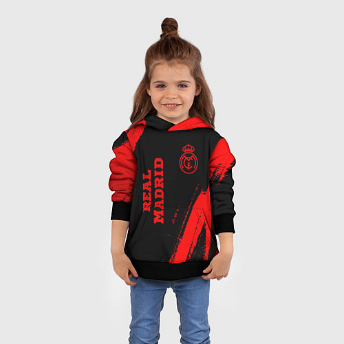 Детская толстовка Real Madrid - red gradient вертикально / 3D-Черный – фото 4