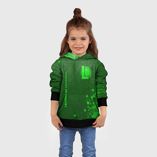 Детская толстовка League of Legends - green gradient вертикально / 3D-Черный – фото 4