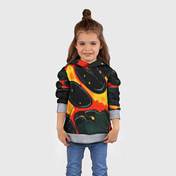 Толстовка-худи детская Оранжевые разломы текстура, цвет: 3D-меланж — фото 2