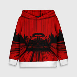 Детская толстовка Спорткар на красном фоне