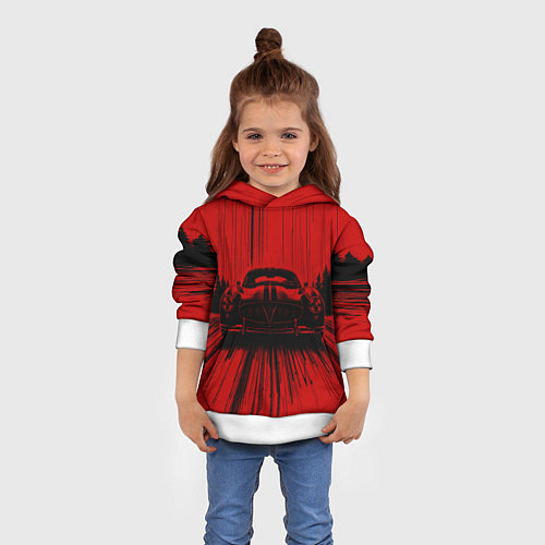 Детская толстовка Спорткар на красном фоне / 3D-Белый – фото 4