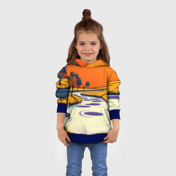 Толстовка-худи детская Арт с фантастическим пейзажем, цвет: 3D-синий — фото 2