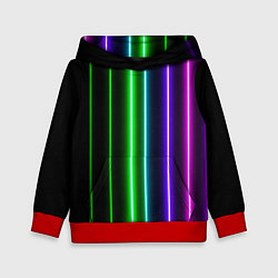 Толстовка-худи детская Neon lines, цвет: 3D-красный
