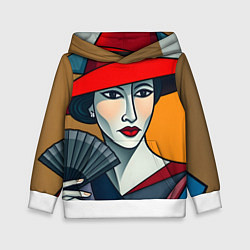 Толстовка-худи детская Дама с веером, цвет: 3D-белый
