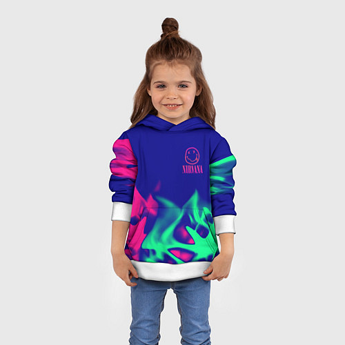 Детская толстовка Nirvana fire neon / 3D-Белый – фото 4